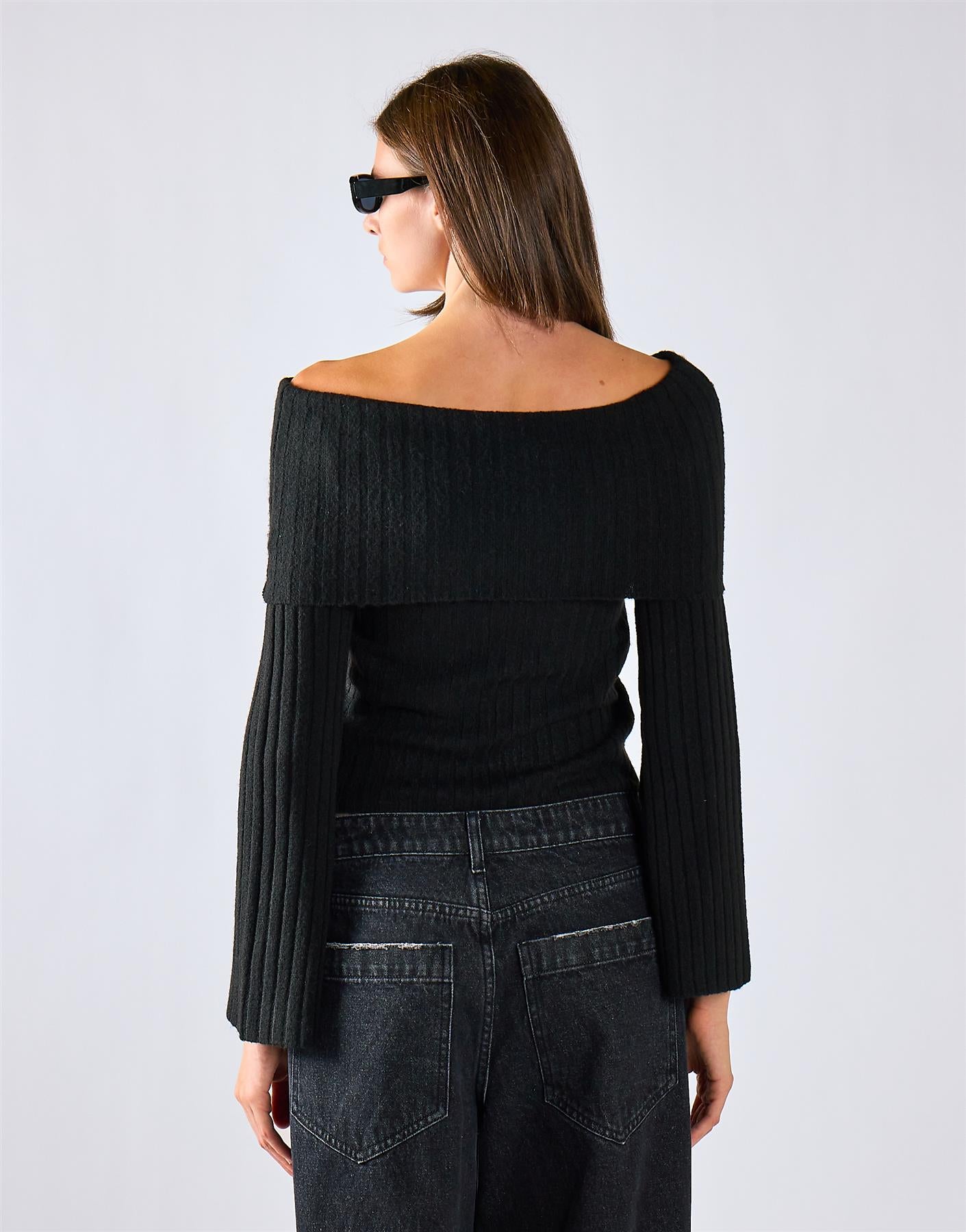 Black Bardot Knit Jumper