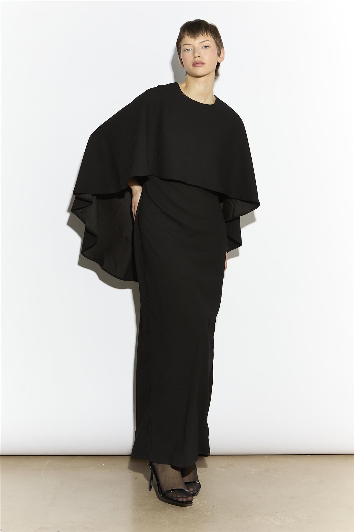 Cape Maxi Dress - Black