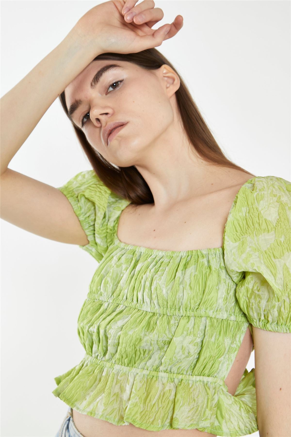 CK6976-LIME ORGANZA JACQUARD