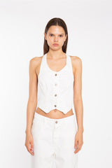Off-White Denim Halter-Neck Waistcoat