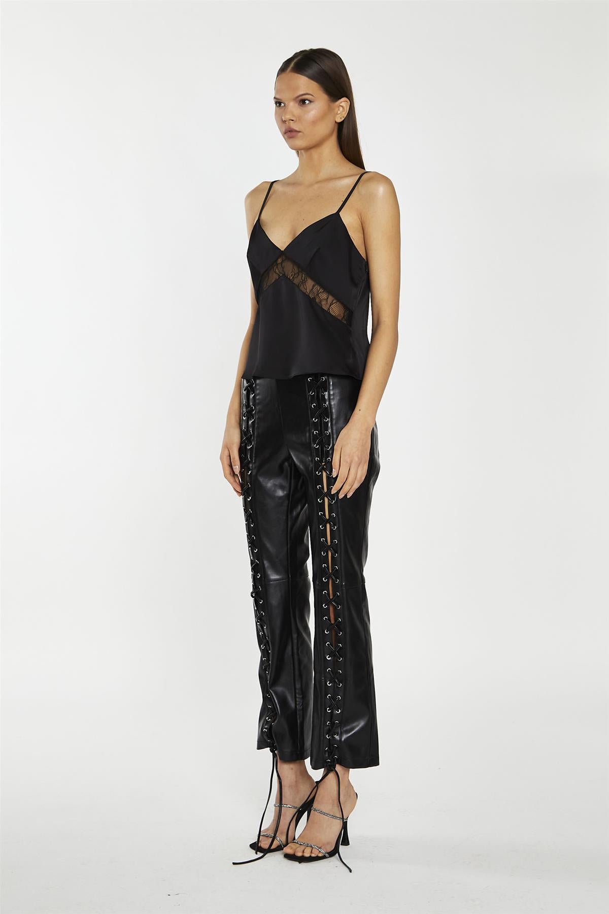 Black Lace Trim Camisole Top