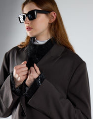 Dark Grey Midi Length Suit Jacket