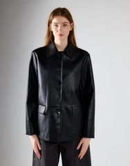 Black Pu Collared Jacket