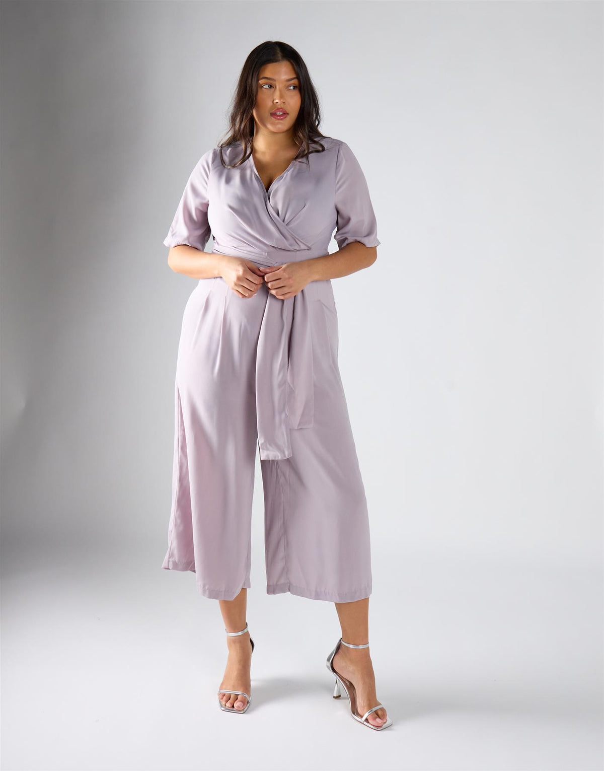 Glamorous Curve Women's Grey Culotte-Jumpsuit