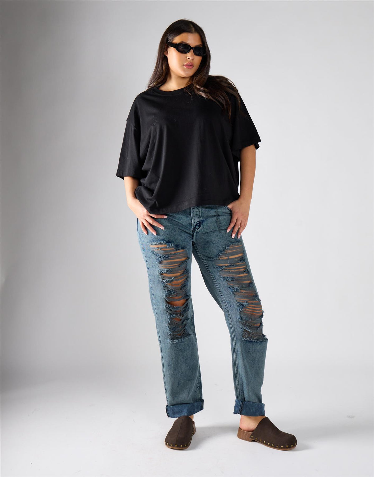 New Grey Denim Ripped Jeans