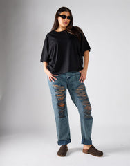 New Grey Denim Ripped Jeans
