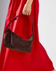 Dark Brown Faux Leather Shoulder Bag