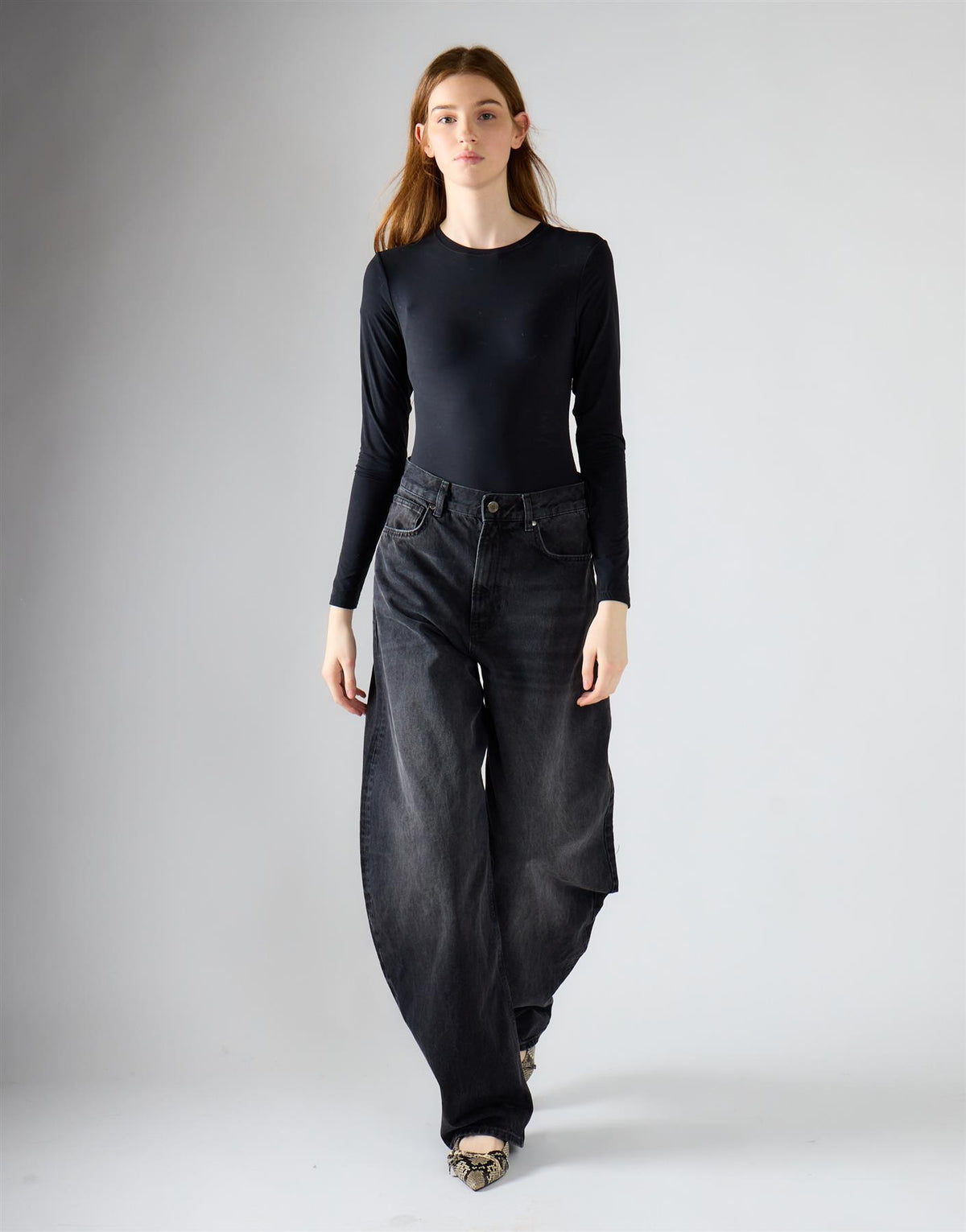 Washed Black Balloon Jeans