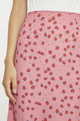 Pink Strawberry-Print Midaxi-Skirt