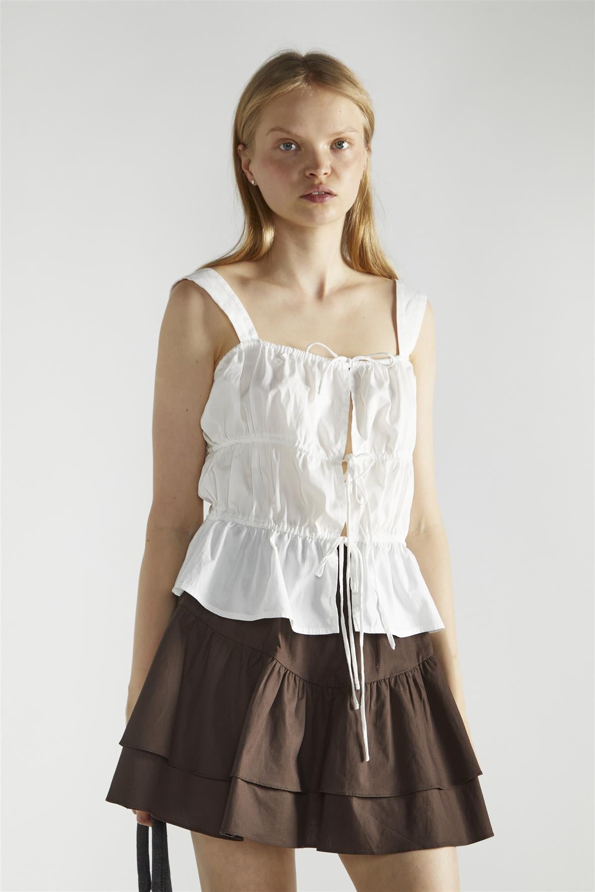 White Square-Neck Sleeveless-Top