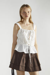 White Square-Neck Sleeveless-Top
