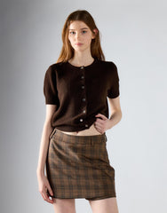 Brown Multi Check Bodycon Skort