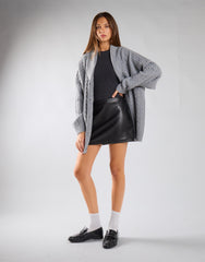 Black Leather Side-Zip Mini Skirt