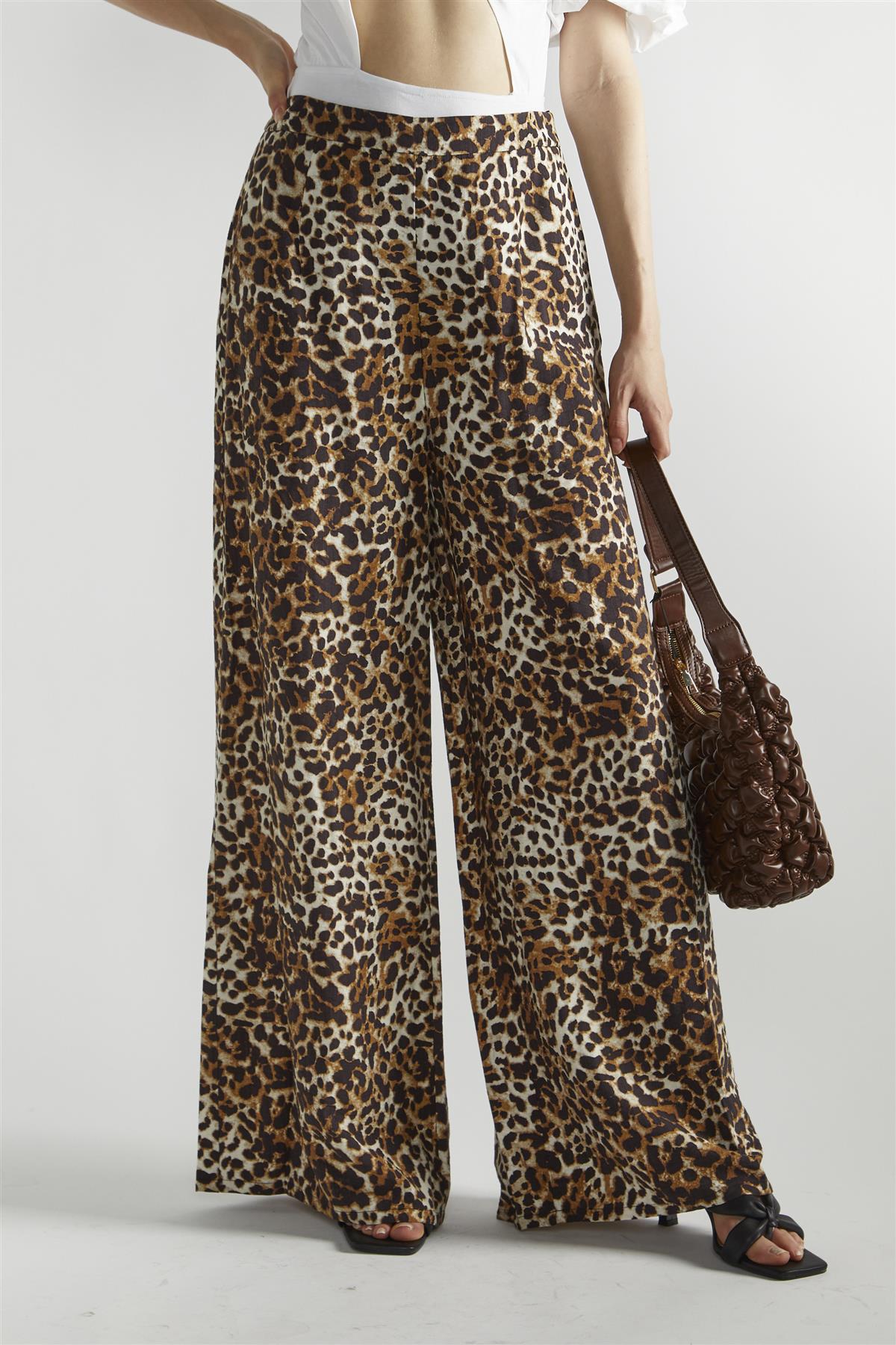 High Waist Loose Trousers - Leopard