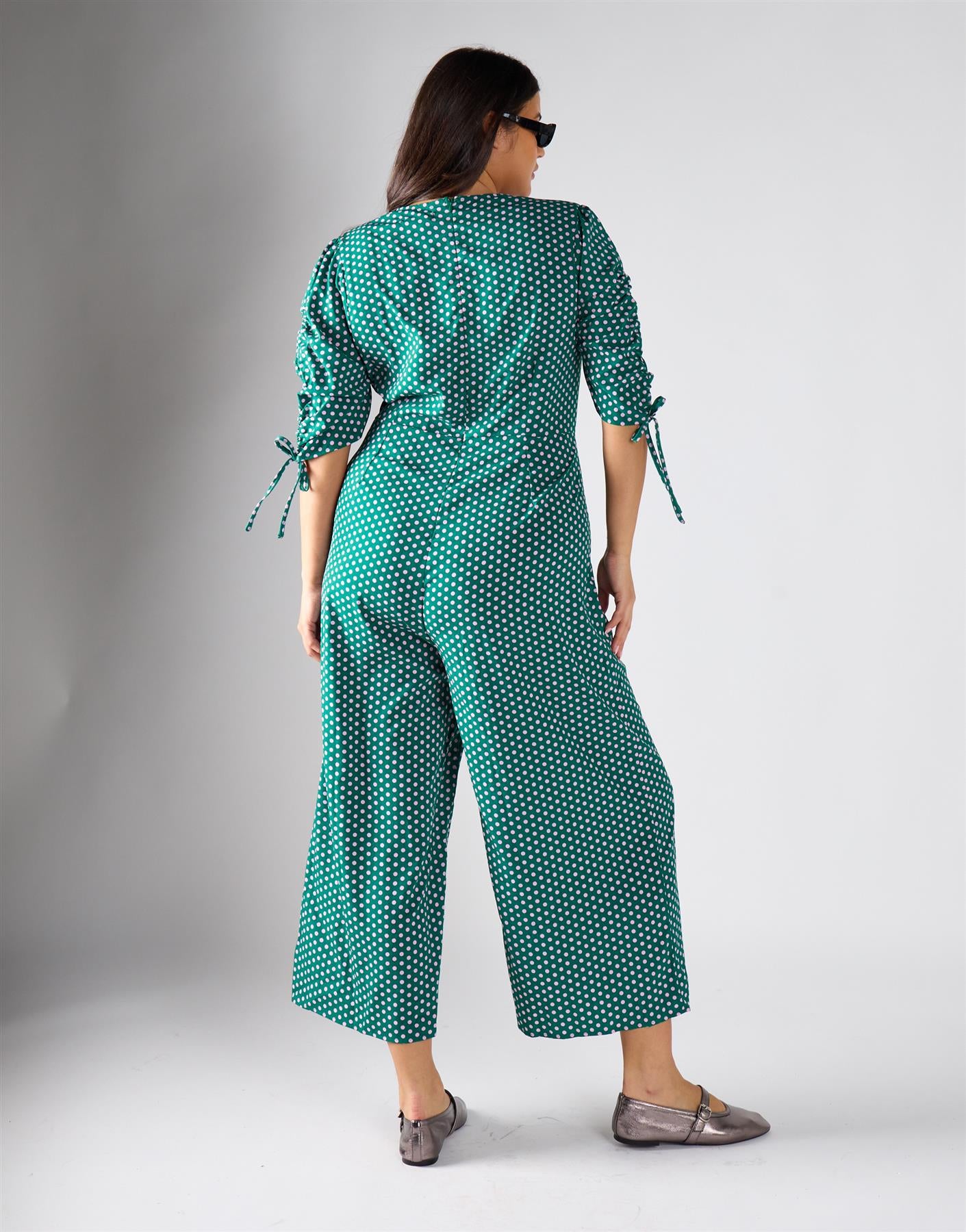 Glamorous Curve Green Lilac Spot Jumpsuit