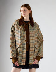 Cream Check Zip Up Collared Jacket