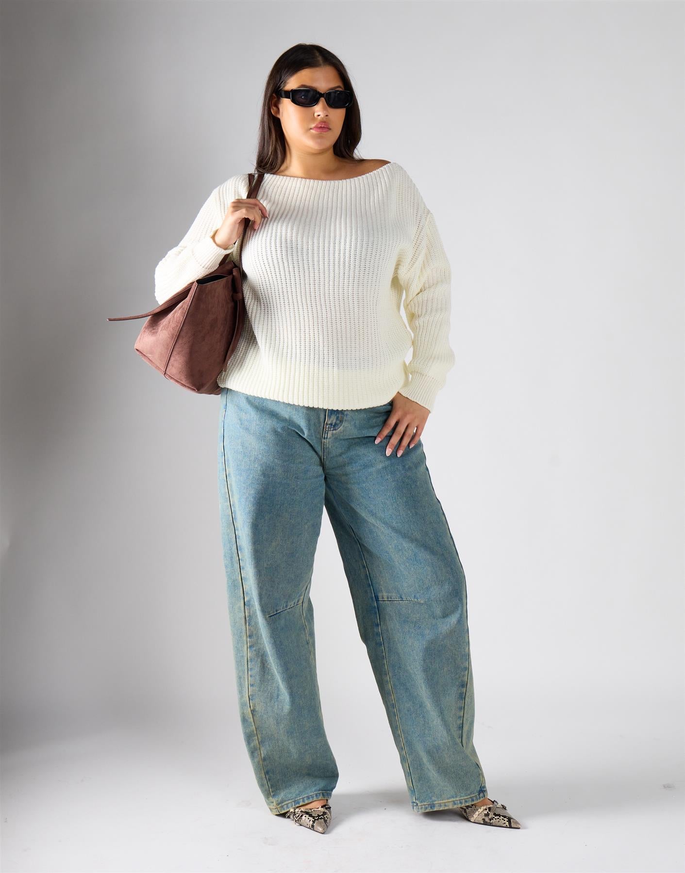 Glamorous Curve Cream Knitwear Jumper