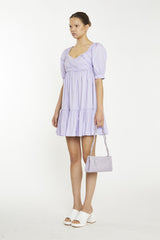 Lilac V-Neck Frill Mini Dress
