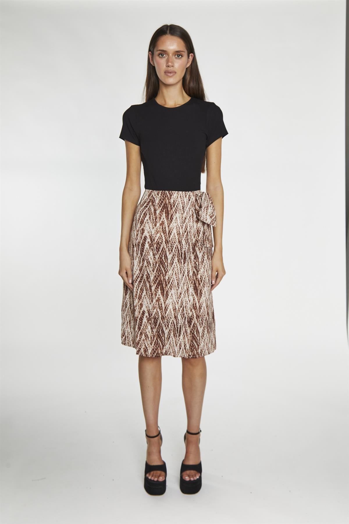Brown Snake Wrap Skirt