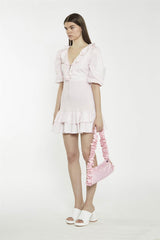 Light Pink Tie-Front V-Neck Mini-Dress