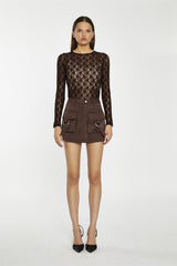 Brown-Lace Bodysuit