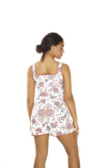 Rustic Floral Red Square-Neck Crop-Top