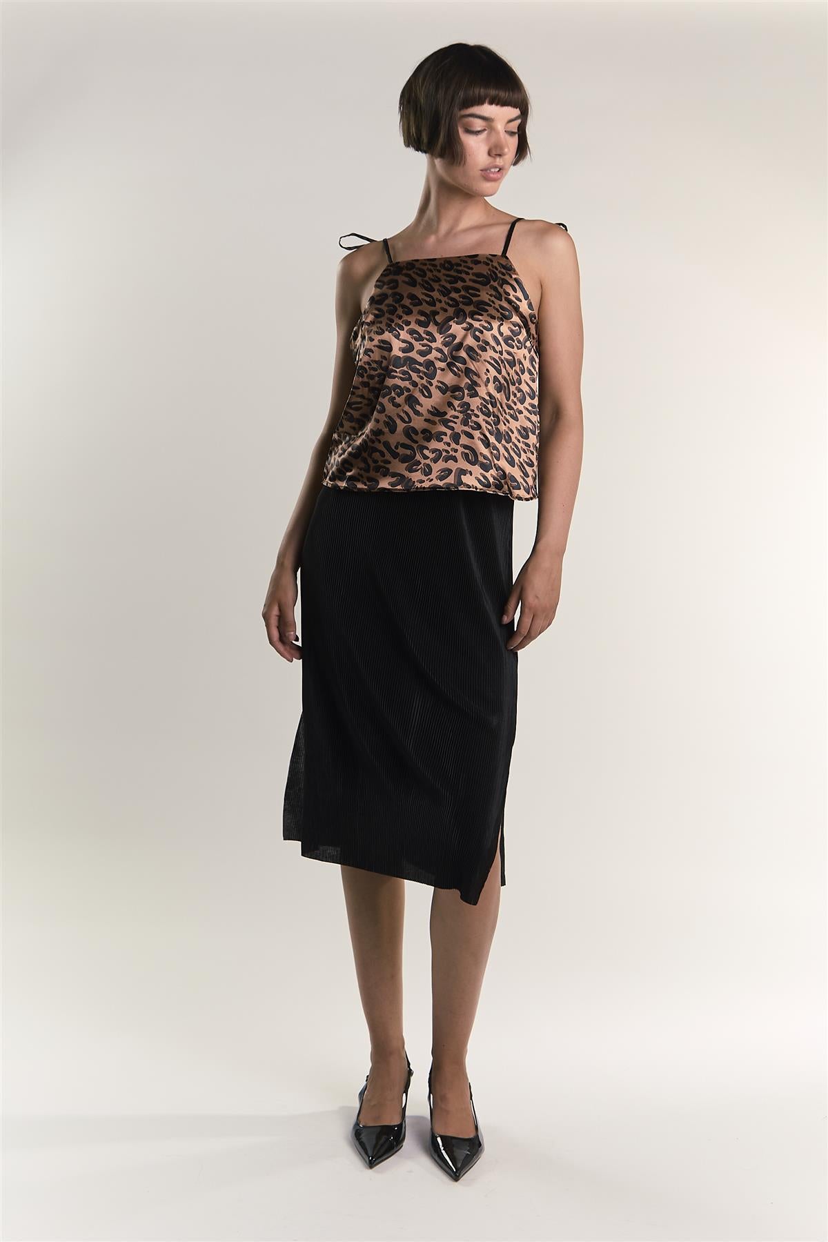 Brown Animal  Top With Tie Straps