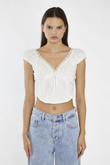 Off-White Lace-Trim Crop-Top