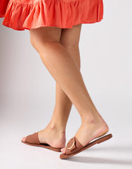 Gold Buckle Square Toe Sandals - Brown