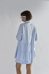 Light-Blue Collared-Skater-Mini-Dress