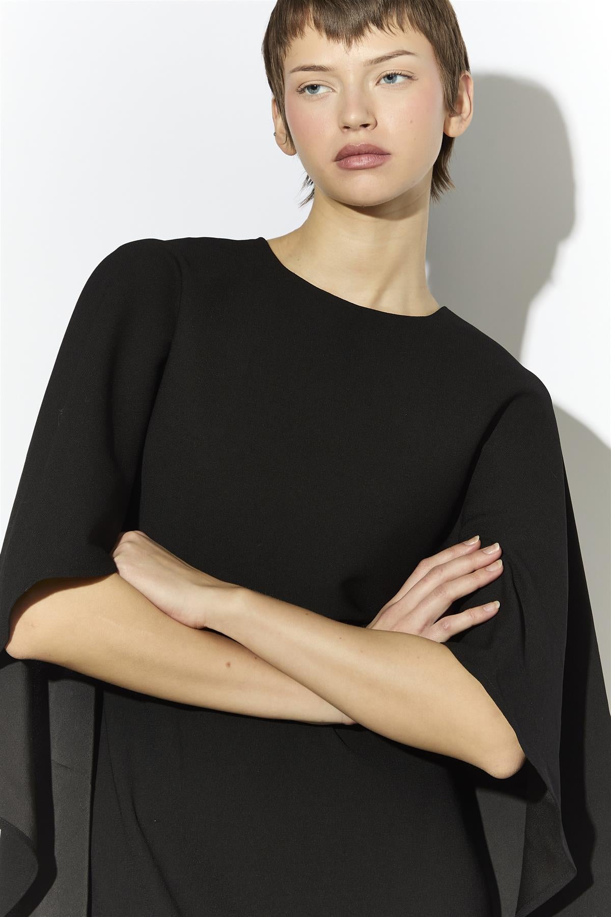 Cape Maxi Dress - Black