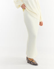 Cream Knitted Maxi Skirt