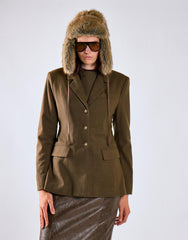 Deep Khaki Hourglass Blazer Jacket