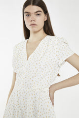 Shift Short Dress - White Amber Ditsy