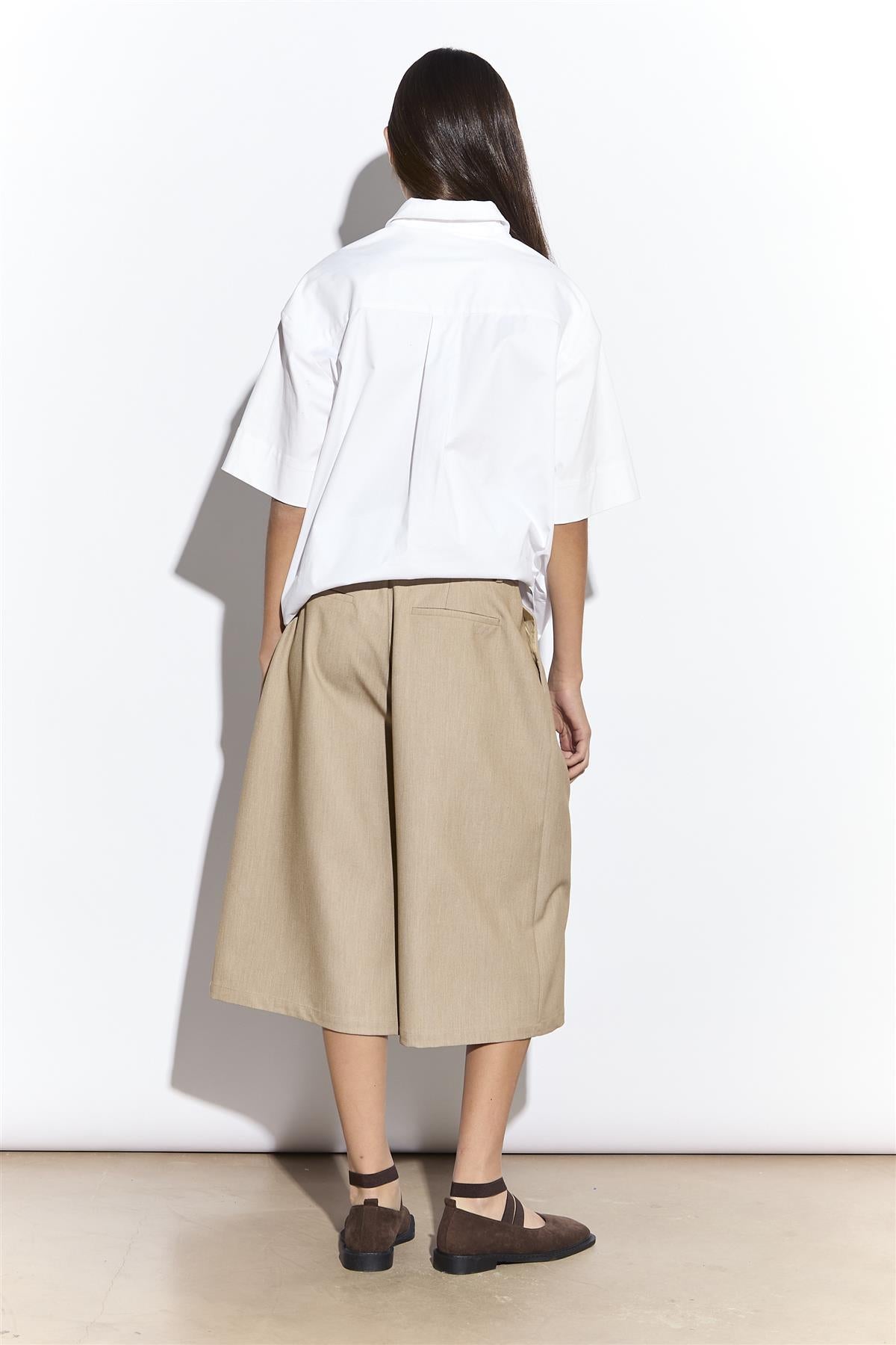 Tailored Long Shorts in Sand Colour