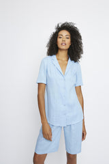 Sky-Blue Relaxed-Fit Button-up-Shirt