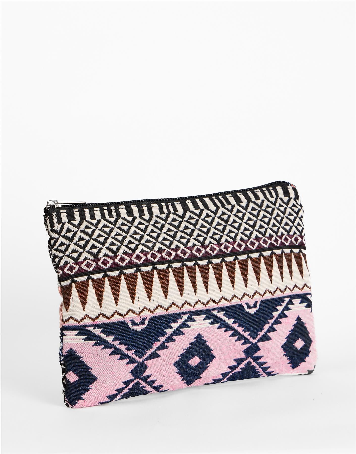 Mono Multi Woven Zip Clutch