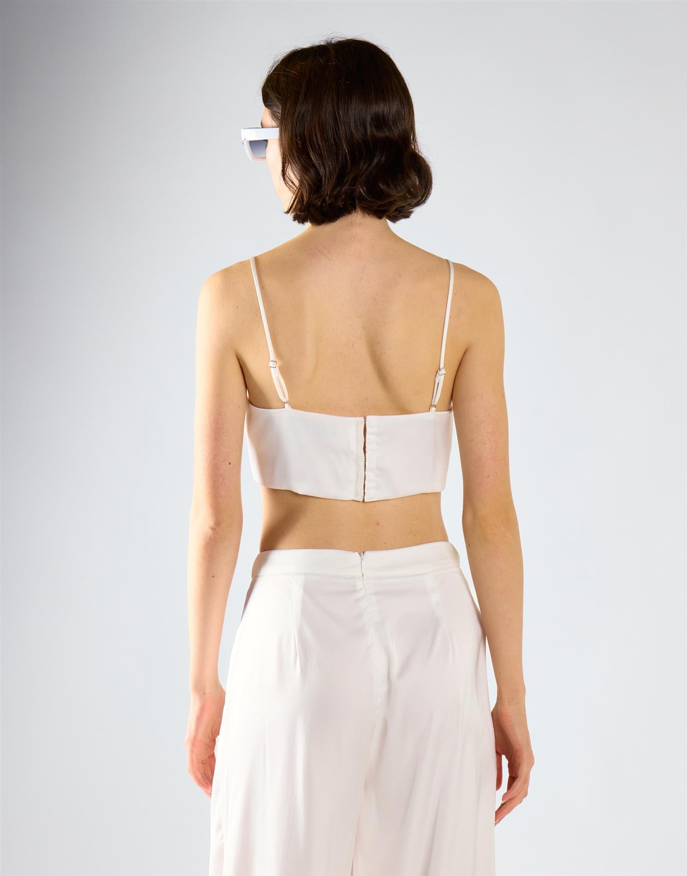White Satin V-Neck Bralet