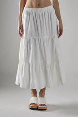 White Chiffon Tiered Midaxi-Skirt