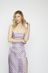 Lilac Heart Metallic Cowl Neck Midi Dress