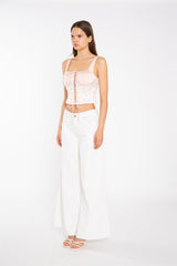 Peach-Pink Daisy Corset-Top