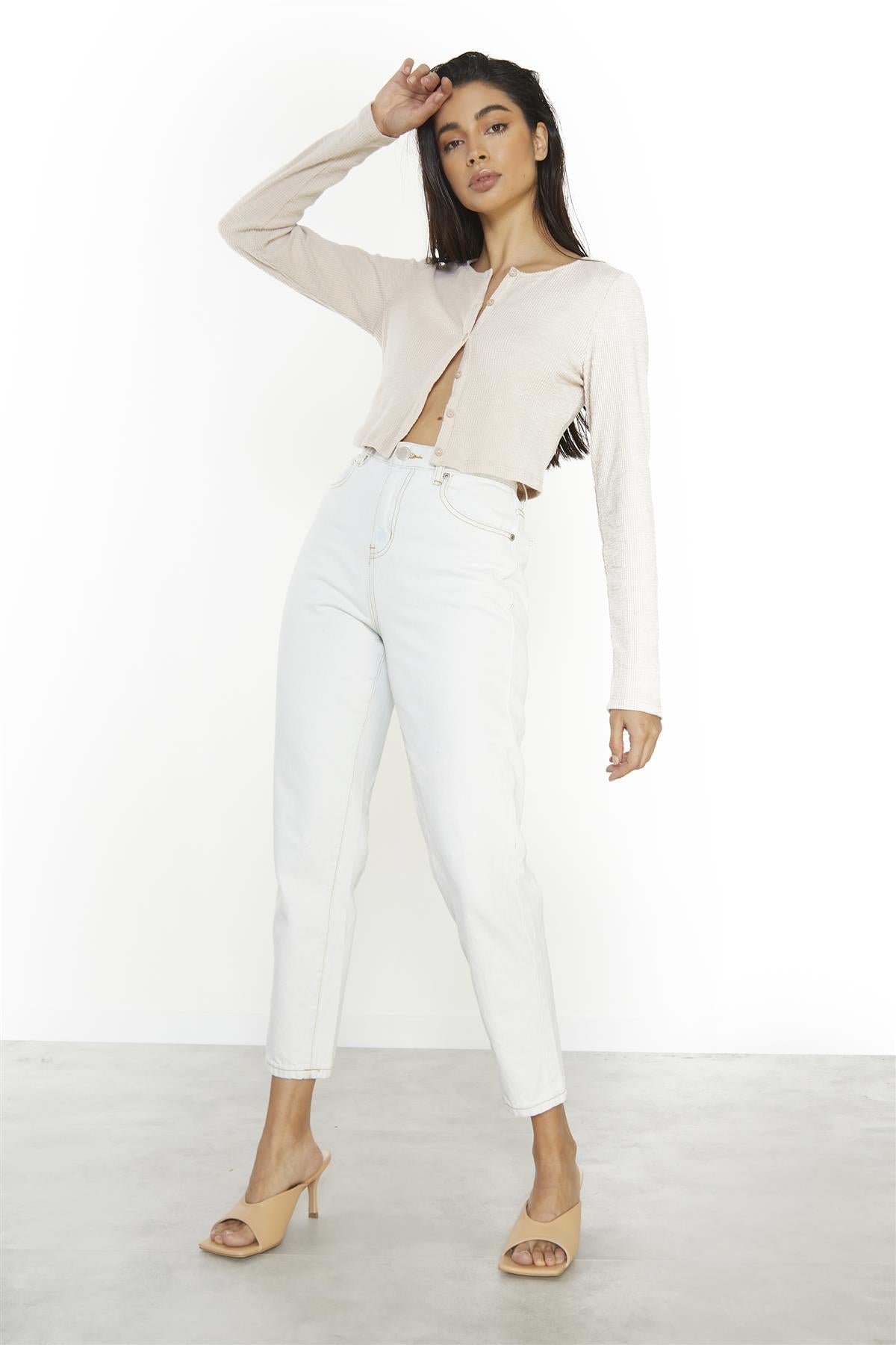 Bleach Wash Slim Cropped Jeans