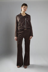 Brown Long Sleeve Biker Jacket