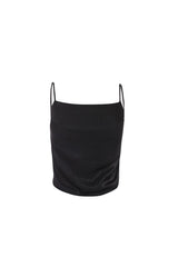 LADIES TOP-BLACK SATIN-2Xtra Small