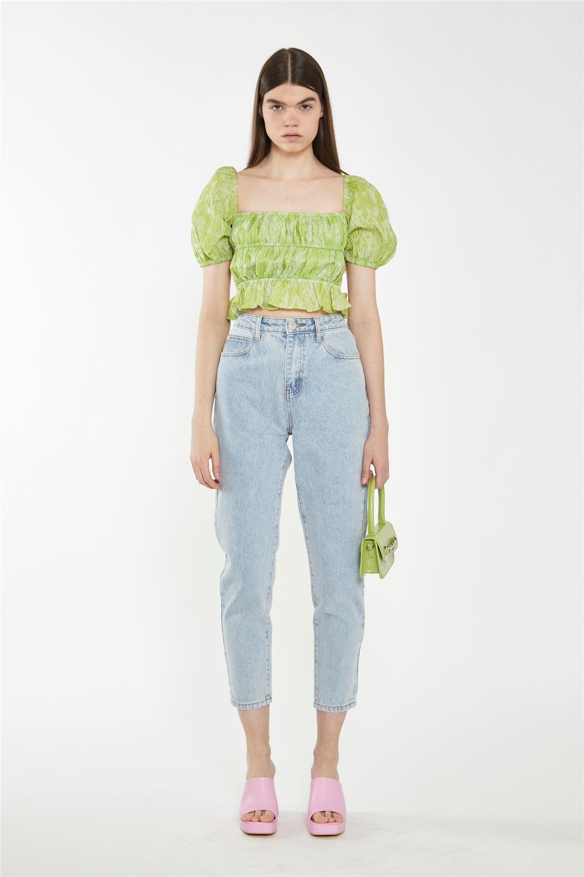 CK6976-LIME ORGANZA JACQUARD