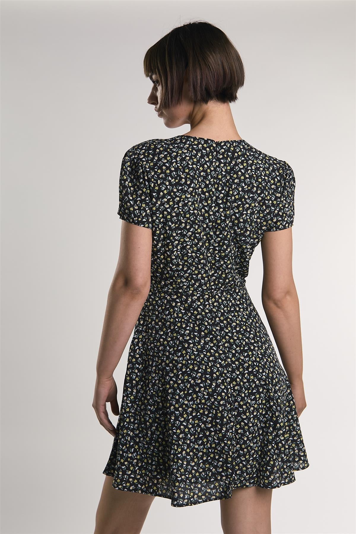 KA6516-BLACK LARGE MUSTARD DITSY