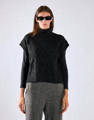 Black Cable Knit Vest Top