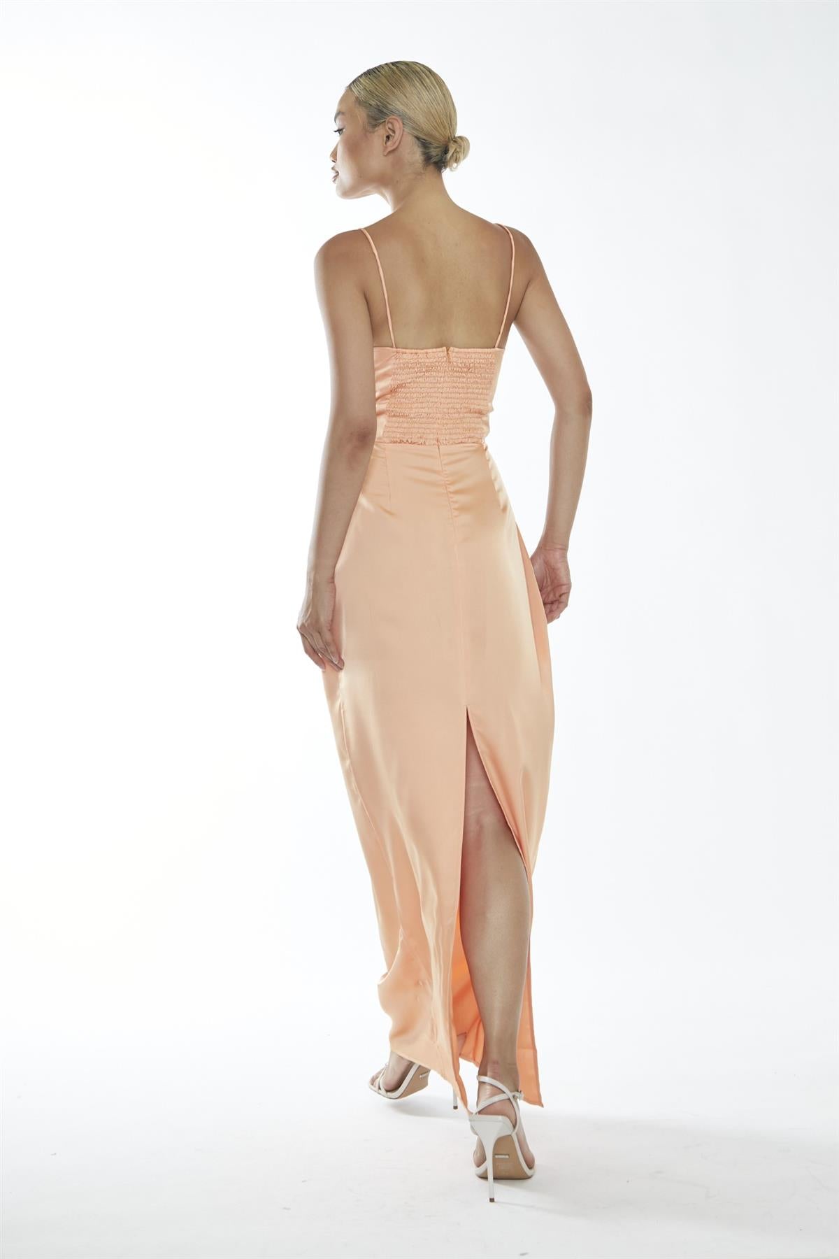 Peach Spaghetti Strap Maxi-Dress