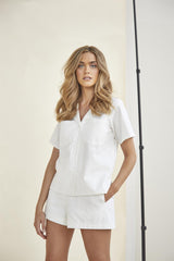 Off-White Collared Short-Sleeve Shirt