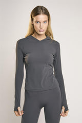 Signature Graphite-Grey Hooded Top.
